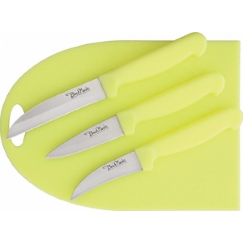 BenchMark Glow in the Dark Yellow Kitchen Knife Set w/ Cutting Board
