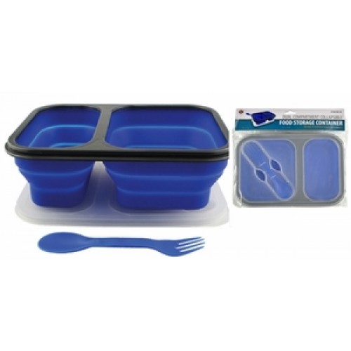 Silicon Collapsible Food Container with 2 Compartments