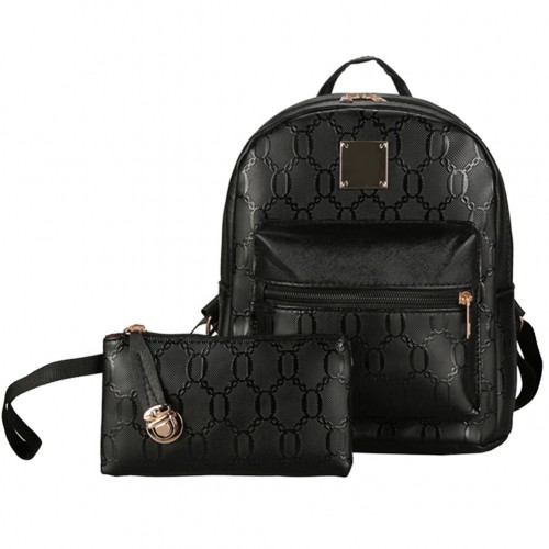 2pcs Women PU Leather Backpack+ Small Bag Casual School Bag for Teenage Girals Women Backpack Leather Backpack Bag Set Bolsa