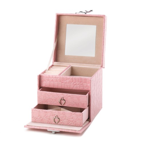 Stylish Pink Mirror Jewelry Box