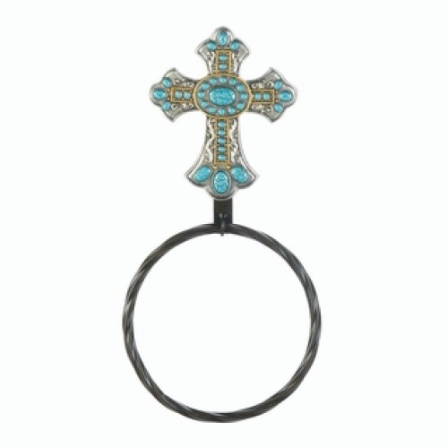 Turquoise Cross Towel Ring