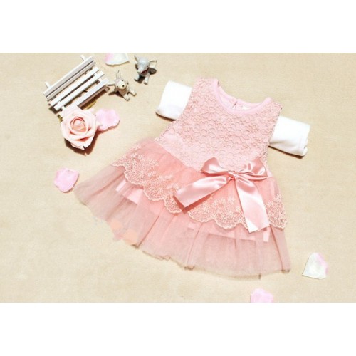 Sweet Baby Girls  Bow Lace Ball Gown Casual Princess Dress