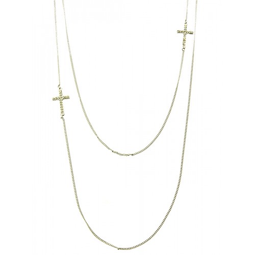 DOUBLE LAYER CROSS NECKLACE