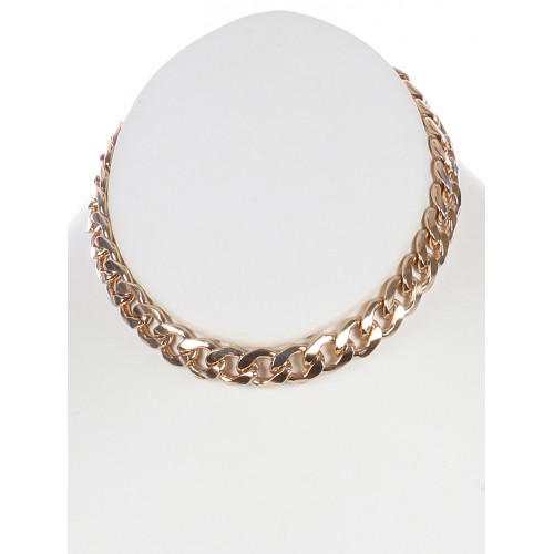 CHUNKY METAL CURB CHAIN CHOKER NECKLACE