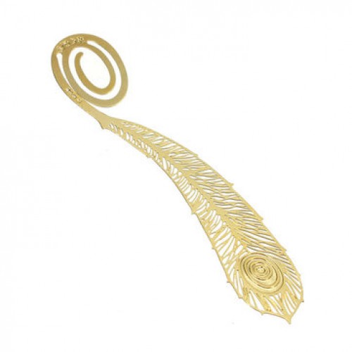 Metal Plated Golden Feathers Shaped Reading Bookmarks