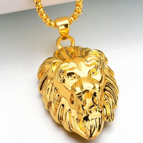2 pieces/Set Animal Gold lion head ring necklace