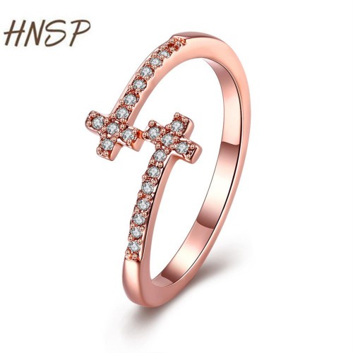 HNSP Adjustable size Rose gold color Cubic