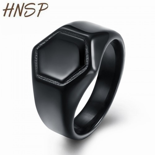 HNSP Hexagonal style black stainless steel ring 