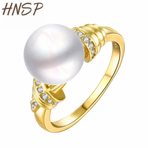 HNSP High quality Simulated pearl Titanium Steel Ring