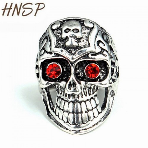 HNSP Punk Red eyes Skull Ring For Mens Party