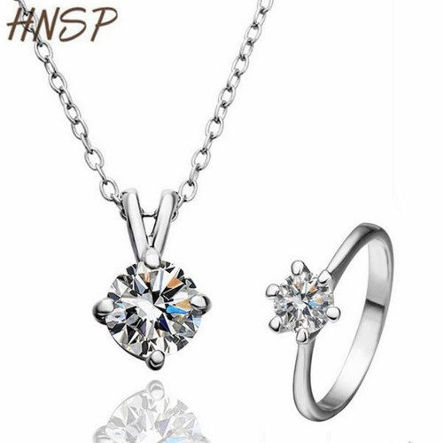 HNSP Quality AAA Cubic Zirconia Crystal Silver 