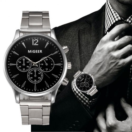 MIGGER Men Watches Luxury Crystal Full Stainless