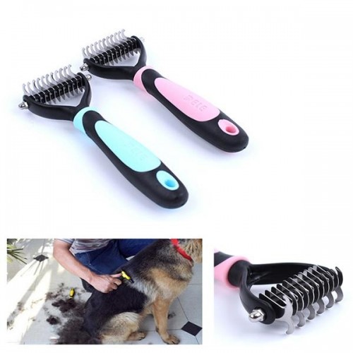 1 Pcs Pet Supply Dog Cat Puppy Mini Grooming Deshedding Tool 2 Side Rake Brush Comb for cleaning