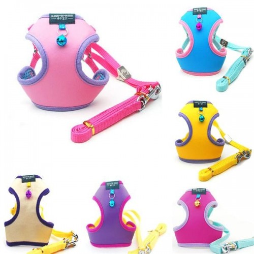 1 Pcs Pet Supply Dog Cat Puppy Cute Vest Apparel Adjustable Harness with Leash Bell