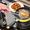 Kitchen Gadgets Stainless Steel Filter Spoon with Food Clip Oil Frying Spoon